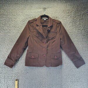 Josephine Chaus Jacket Womens Size 10 Brown Tailored Button Front Long Sleeve